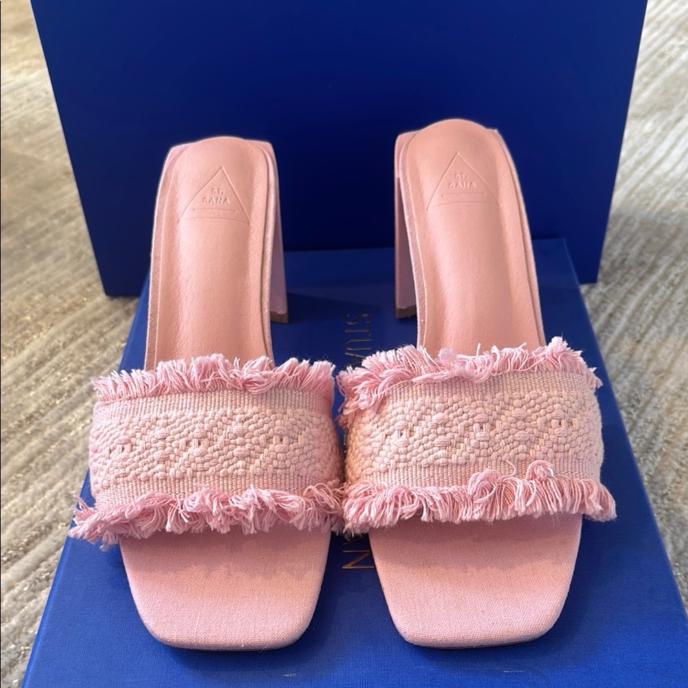 ST SANA Camilla Mule Pink Fringed Women's heels